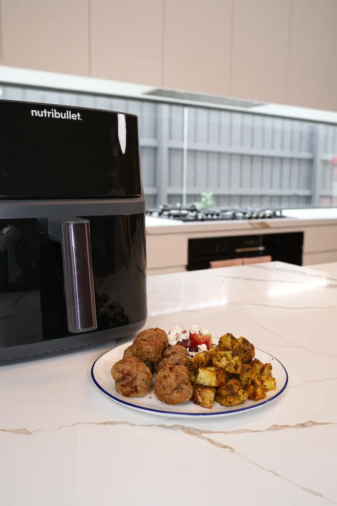 Herby Greek Meatballs with Lemon Yoghurt 2 full form herby greek meatballs air fryer